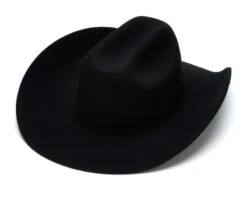 Sombrero Vaquero Clásico Negro Ala Grande De Fieltro De Lana -Oeste Vaqueros Tienda KINGMAN 4X BLACK 2