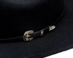 Sombrero Vaquero Clásico Negro Ala Grande De Fieltro De Lana -Oeste Vaqueros Tienda KINGMAN 4X BLACK 5