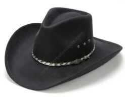 Sombrero Cowboy Unisex Rígido Con Forro Fieltro Negro Línea Económica -Oeste Vaqueros Tienda Kansas Black