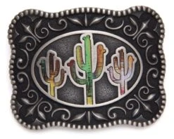 Hebilla Vaquera Mexicana Unisex Cactus Del Desierto A Color