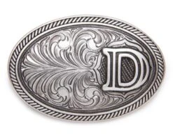 Hebilla Texana Nombre Letra D Con Filigranas Grabadas