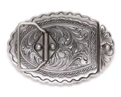 Hebilla Plateada Grabada Moda Western Contorno Forma Herradura