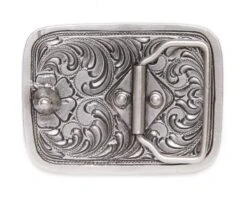 Hebilla Vaquera Pequeña Cuadrada Con Diseño Flores