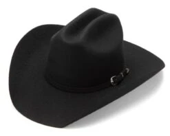 Sombrero Western Negro Fieltro Rígido De Lana Ala Ondulada Alta -Oeste Vaqueros Tienda MON 2 3X BK