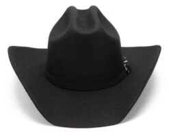Sombrero Western Negro Fieltro Rígido De Lana Ala Ondulada Alta