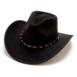 Sombrero Fieltro Negro Moda Western Dallas Hats Con Cinta Negra 9 Sombrero Fieltro Negro Moda Western Dallas Hats Con Cinta Negra -Oeste Vaqueros Tienda Outlaw 3 1