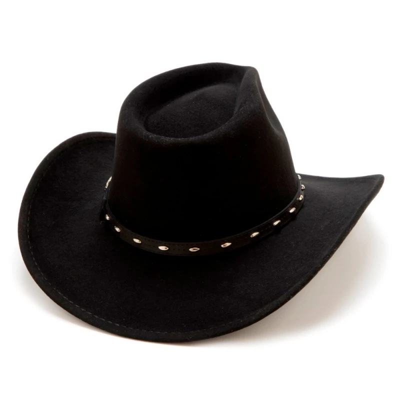 Sombrero Fieltro Negro Moda Western Dallas Hats Con Cinta Negra 2 Sombrero Fieltro Negro Moda Western Dallas Hats Con Cinta Negra - Imagen 2