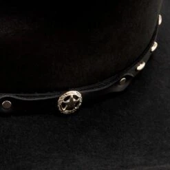Sombrero Fieltro Negro Moda Western Dallas Hats Con Cinta Negra 8 Sombrero Fieltro Negro Moda Western Dallas Hats Con Cinta Negra -Oeste Vaqueros Tienda Outlaw 3 4