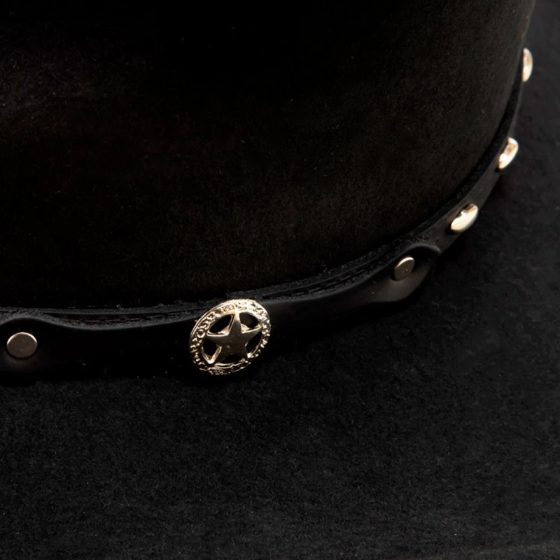 Sombrero Fieltro Negro Moda Western Dallas Hats Con Cinta Negra 4 Sombrero Fieltro Negro Moda Western Dallas Hats Con Cinta Negra - Imagen 4