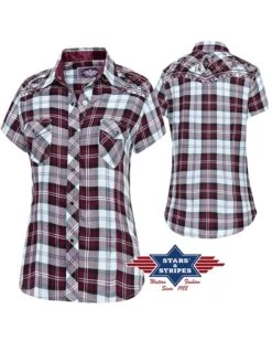 Camisa Western Mujer Manga Corta Con Bordado Estilo Nativo Americano -Oeste Vaqueros Tienda Pasadena Short 3 ambos planos web