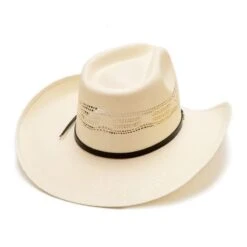 Sombrero Blanco Paja Dura Estilo Cowboy Copa Puntiaguda Con Aberturas -Oeste Vaqueros Tienda Phi 2 3