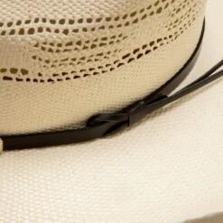 Sombrero Blanco Paja Dura Estilo Cowboy Copa Puntiaguda Con Aberturas -Oeste Vaqueros Tienda Phi 2 4