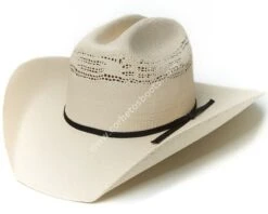 Sombrero Blanco Western Copa Calada Paja Endurecida Blanca -Oeste Vaqueros Tienda Pho 01 E 1 1