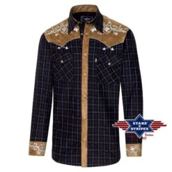 Camisa Western Stars & Stripes A Cuadros Con Canesú En Tela Aterciopelada
