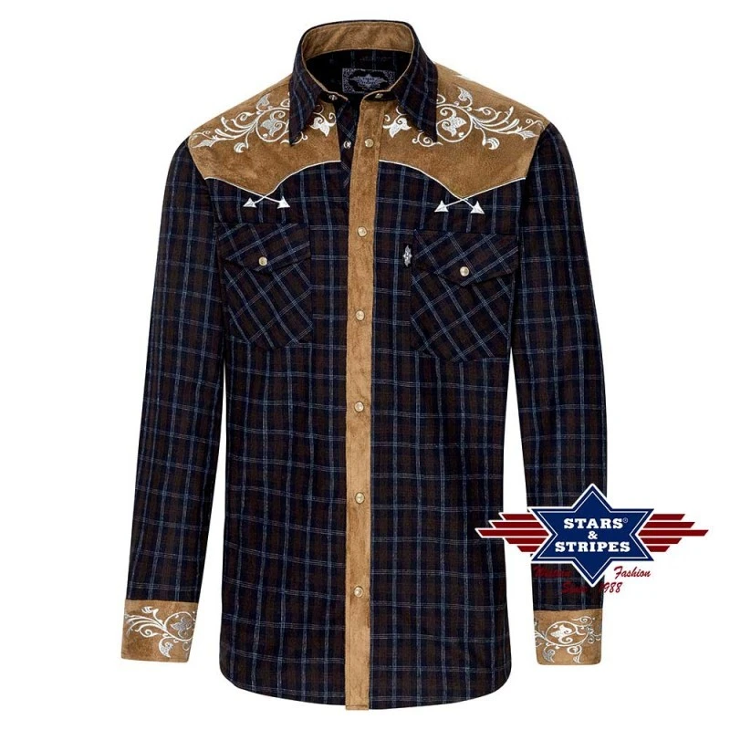Camisa Western Stars & Stripes A Cuadros Con Canesú En Tela Aterciopelada 1 Camisa Western Stars & Stripes A Cuadros Con Canesú En Tela Aterciopelada