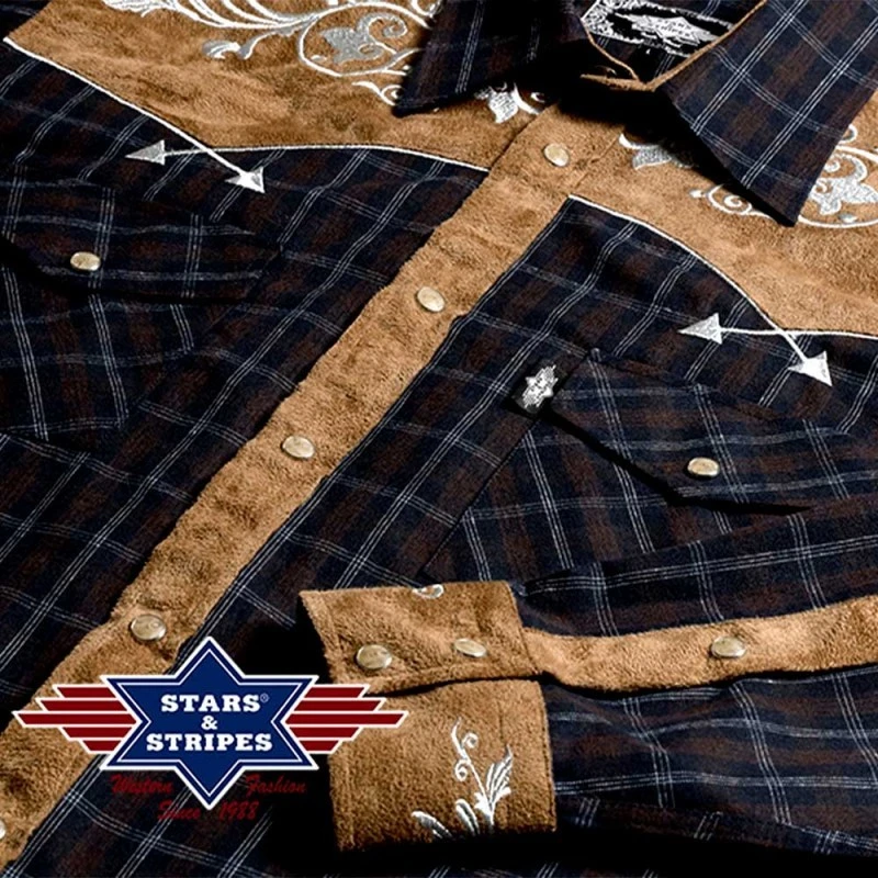Camisa Western Stars & Stripes A Cuadros Con Canesú En Tela Aterciopelada 2 Camisa Western Stars & Stripes A Cuadros Con Canesú En Tela Aterciopelada - Imagen 2