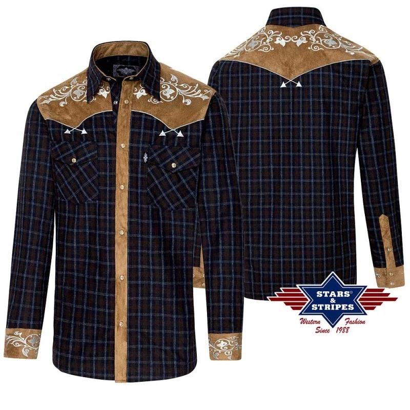 Camisa Western Stars & Stripes A Cuadros Con Canesú En Tela Aterciopelada 3 Camisa Western Stars & Stripes A Cuadros Con Canesú En Tela Aterciopelada - Imagen 3