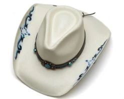 Sombrero Cowgirl De Paja Con Broches Color Turquesa Y Hebilla Grabada -Oeste Vaqueros Tienda SWEET SEDUCTION 6