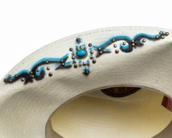 Sombrero Cowgirl De Paja Con Broches Color Turquesa Y Hebilla Grabada -Oeste Vaqueros Tienda SWEET SEDUCTION 9