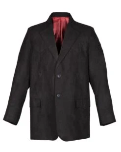 Americana Corte Western Negra Para Hombre Textura Ante -Oeste Vaqueros Tienda Saco Liso Piel Durazno Negro 1