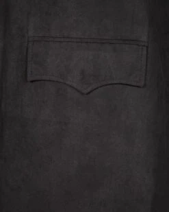 Americana Corte Western Negra Para Hombre Textura Ante -Oeste Vaqueros Tienda Saco Liso Piel Durazno Negro 5