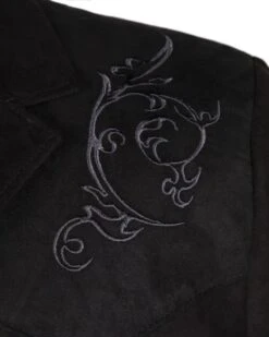 Chaqueta Negra Estilo Western Con Bordado Tribal Gris -Oeste Vaqueros Tienda Saco Tribal Gamuzina Negra 4