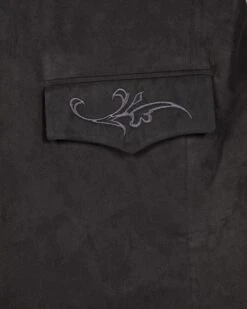 Chaqueta Negra Estilo Western Con Bordado Tribal Gris