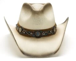 Sombrero Cowgirl Para Chica Copa Calada Y Cinta Detalles Azul Turquesa