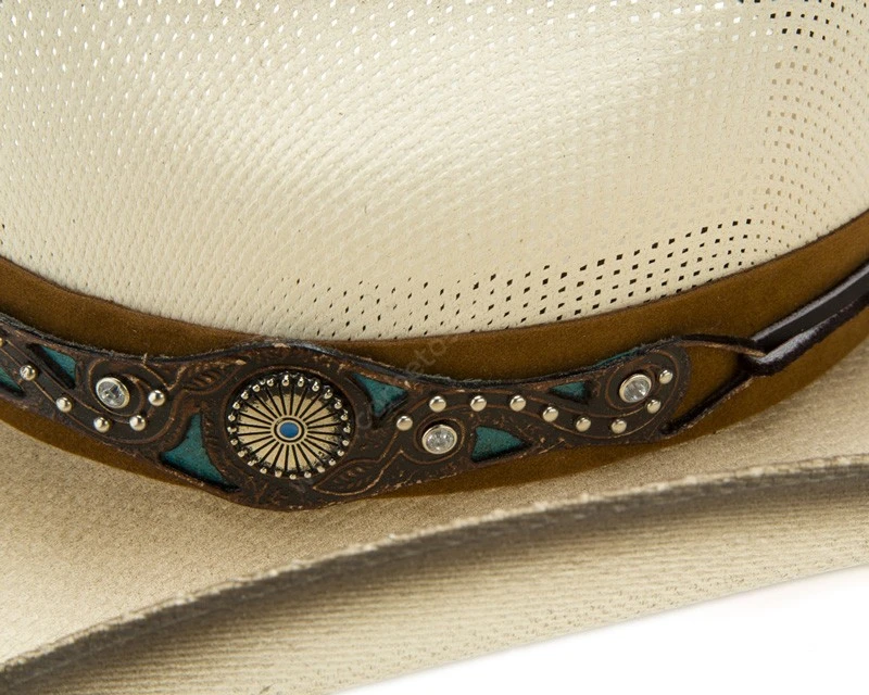 Sombrero Cowgirl Para Chica Copa Calada Y Cinta Detalles Azul Turquesa 4 Sombrero Cowgirl Para Chica Copa Calada Y Cinta Detalles Azul Turquesa - Imagen 4