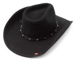 Sombrero Vaquero De Rancho Paño Negro Y Ala Doblada Para Hombre -Oeste Vaqueros Tienda Thunderbird Black 5