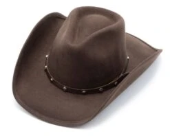 Sombrero Western Clásico Fieltro Marrón Duro Copa Pinch -Oeste Vaqueros Tienda Thunderbird Brown 1