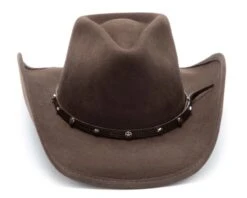 Sombrero Western Clásico Fieltro Marrón Duro Copa Pinch -Oeste Vaqueros Tienda Thunderbird Brown 2