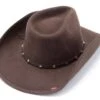 Sombrero Western Clásico Fieltro Marrón Duro Copa Pinch