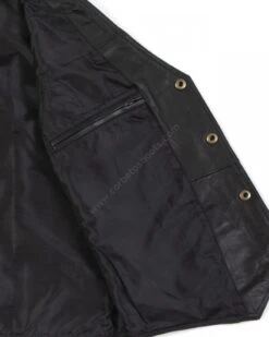 Chaleco Para Mujer Y Hombre De Napa Negra Con Botones -Oeste Vaqueros Tienda W 28555 bolsillo 2