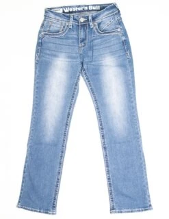 Pantalón Vaquero Azul Para Hombre Corte Recto Estilo Bot-cut Y Bordados Western 6 Pantalón Vaquero Azul Para Hombre Corte Recto Estilo Bot-cut Y Bordados Western -Oeste Vaqueros Tienda WB 007 1