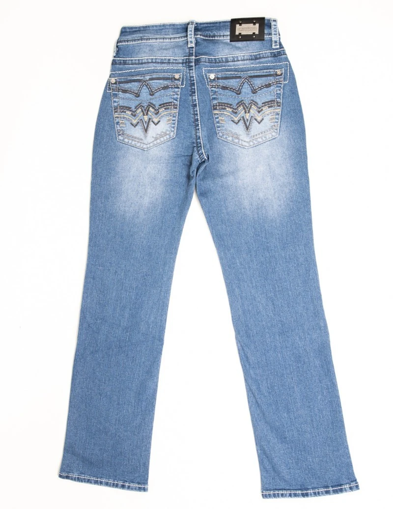 Pantalón Vaquero Azul Para Hombre Corte Recto Estilo Bot-cut Y Bordados Western