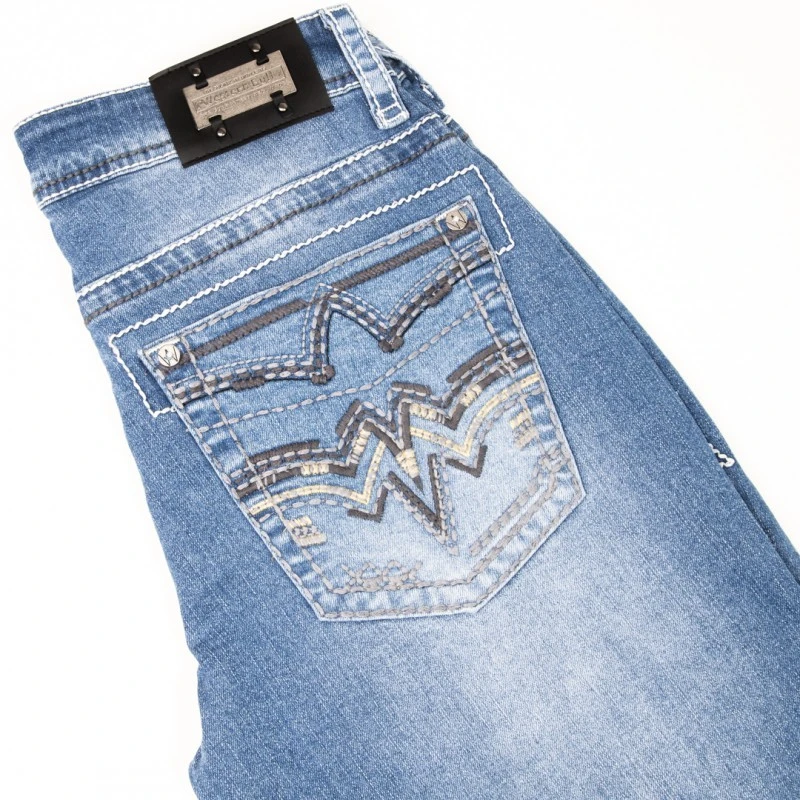 Pantalón Vaquero Azul Para Hombre Corte Recto Estilo Bot-cut Y Bordados Western 2 Pantalón Vaquero Azul Para Hombre Corte Recto Estilo Bot-cut Y Bordados Western - Imagen 2