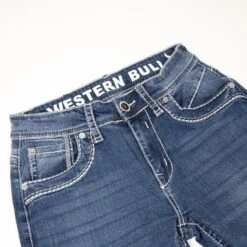 Pantalón Vaquero Western Bull Para Hombre Con Bordados Punta Flor De Lis En Bolsillos Traseros 6 Pantalón Vaquero Western Bull Para Hombre Con Bordados Punta Flor De Lis En Bolsillos Traseros -Oeste Vaqueros Tienda WB 32 4