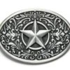 Hebilla Vaquera Metal Envejecido Mate Con Estrella Cowboy Y Filigranas Grabadas