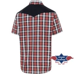 Camisa Cowboy A Cuadros Manga Corta Para Hombre Con Canesú Negro